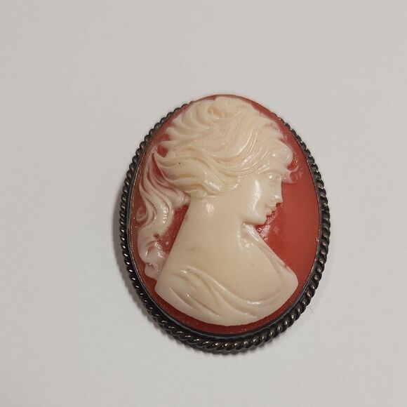 Sterling Silver 925 Cameo Vintage Brooch - Picture 1 of 8